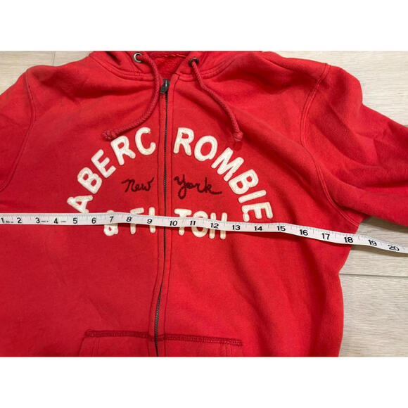Abercrombie & Fitch Womens Zip Up Hoodie Mediuim Red New York 3/4 Sleeves - Picture 5 of 8